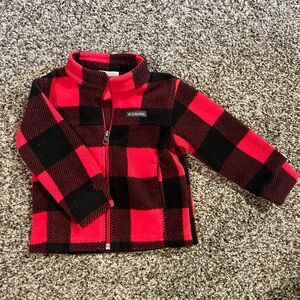 Columbia Red and Black Checkered Fleece Jacket 2T